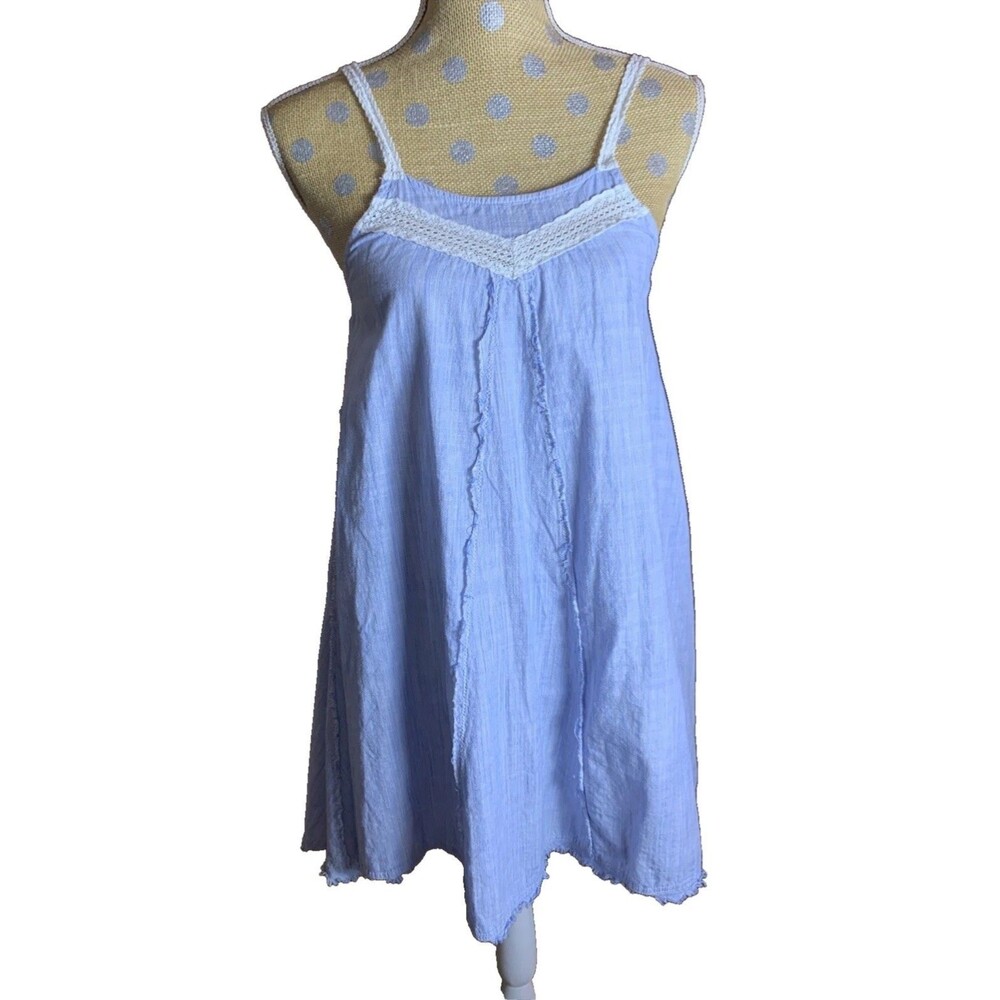 White Crow Womens Striped Crochet Boho Dress Small Beach Coastal Minimalist Lace